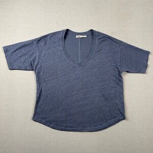 Faherty Shirt Womens XS 100% Linen‎ V Neck Basic Oversize Relaxed Classic Baggy